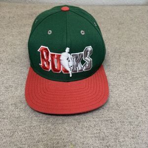Milwaukee Bucks Hat Men Adidas Vintage NBA Basketball Flexible SnapBack Spellout